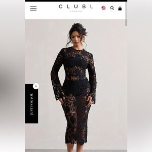 SCANDAL
BLACK LACE LONG-SLEEVED MIDI DRESS